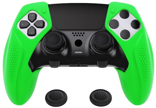 PlayVital Protection pour ps5 Edge Coque Manette Housse Silicone pour ps5 Edge Controller Cover avec Capuchon Joystick,Anti-Glissement-Vert,Édition Ninja