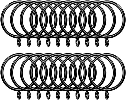 FWEEK 50 Stück Gardinenringe Schwarz Vorhangringe aus Metall, 38mm Schwarz Innendurchmesser Vorhang Hängend Ringe, Gardinenringe Schwarzmetall für Fenster Tür Duschvorhang