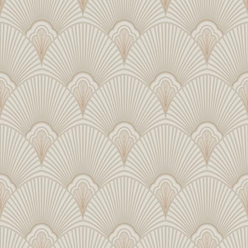 Sublime Art Deco Geometric Natural Wallpaper - Paste The Wall - Natural/Pearl Wallpaper - Contemporary Art Deco Textured Vinyl Design - Perfect for Most Rooms - Feature or 4 Wall Design