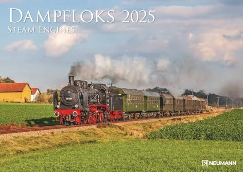 N NEUMANNVERLAGE - Dampfloks 2025 Wandkalender, 45x48cm, Kalender mit zwölf faszinierenden Bildern von Dampfloks, Notizmöglichkeiten, Mondphasen, ... internationales Kalendarium: Steam Engines