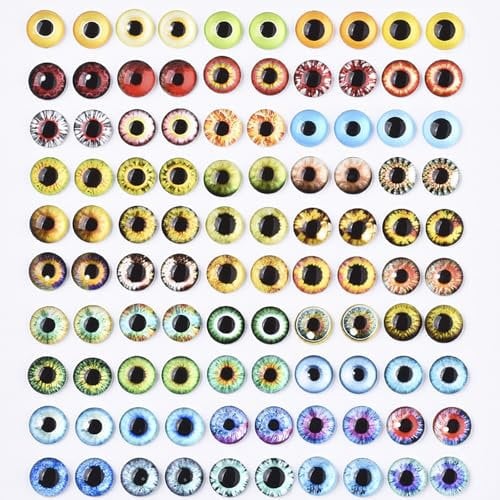 LEGENTLISUR 100 Pcs Evil Eyes Flatback Half Round With Dragon Pattern - Glass Cabochons Printed Colorful Eyes for DIY Jewelry Making Crafts (6mm)
