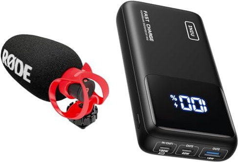 RØDE VideoMicro II – Ultra-kompaktes Richtrohrmikrofon für Kamera oder Mobilgerät, mit XLR & INIU Power Bank, 100W 25000mAh Powerbank Klein Aber Stark Phone & Laptop Externe Handyakkus