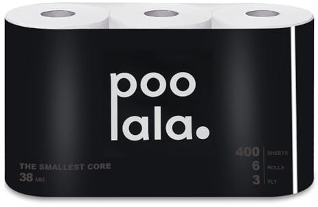 POOLALA Papierrolle Toilettenpapierrollen aus 100 % Bio-Bambus, 6 Stück, 3-lagig, 400 Blatt pro Rolle, geruchlose, weiche Toilettenpapierrollen, vegan, baumfrei, plastik- und chemikalienfrei