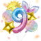 ALEGRE Sonne Schmetterlinge Luftballon 9 Jahre Mädchen,Schmetterling Geburtstagsdeko Mädchen 9 Jahre,Schmetterling Deko 9. Geburtstag Folienballon,Kindergeburtstag Deko für Schmetterling Themen Party
