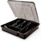 LIMIOFAQ Silverware Organizer with Lid, Covered Utensil Tray for Kitchen Drawer and Countertop, Plastic Cutlery and Flatware Storage Box for Spoons Forks Knives Holder Case, 5 Compartments,Black