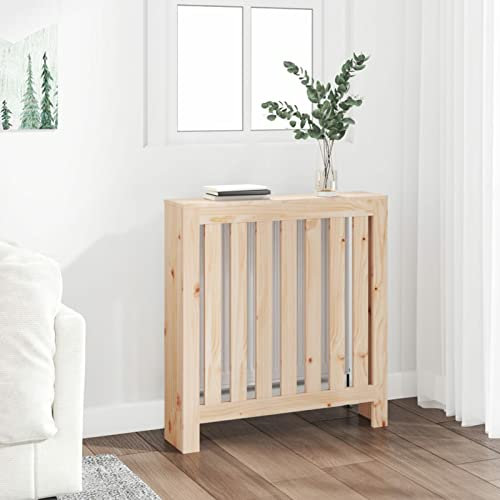 Brokky Radiator Cover White Modern MDF Vertical Slats Wood Decorative Cabinet for Living Room Bedroom Hallway, Large,Radiator Cover 79.5x19x84 cm Solid Wood Pine
