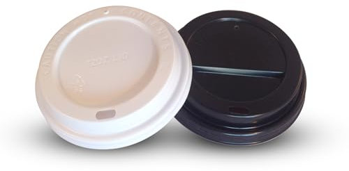 HOT BARGAINS Disposable Coffee Cup Lids, 500 Count Black or White Lids for 8oz/10oz Paper Cups, Push-On Design