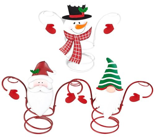 Wedhapy 3 Soportes para Botellas de Vino Soporte para Copas de Vino Soporte de Metal para 1 Botella y 2 Copas para Navidad en casa (Elfo + muñeco de Nieve + Papá Noel)