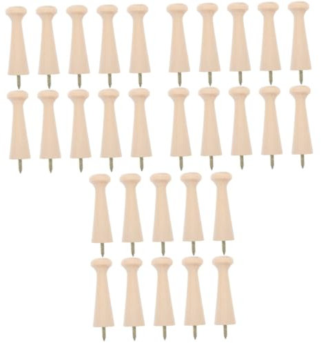 SEWOART 30 Stk Haken Aus Massivholz Kleiderbügel Hut-wandaufhänger Streifen Haken Stockhaken Hängend Gestell Klebehaken Zum Aufhängen Mini-wandhaken Bild Haken Heringe Anbindung Khaki