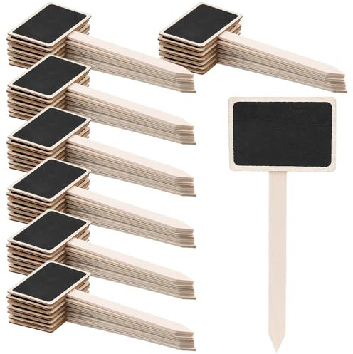 KOHAND 50 PCS 15 x 6.3 cm Wooden Plant Labels, Mini Black Board Plant Tags, T-Shaped Plant Labels Wooden Plant Markers for Vegetable, Flowers, Potted Plants