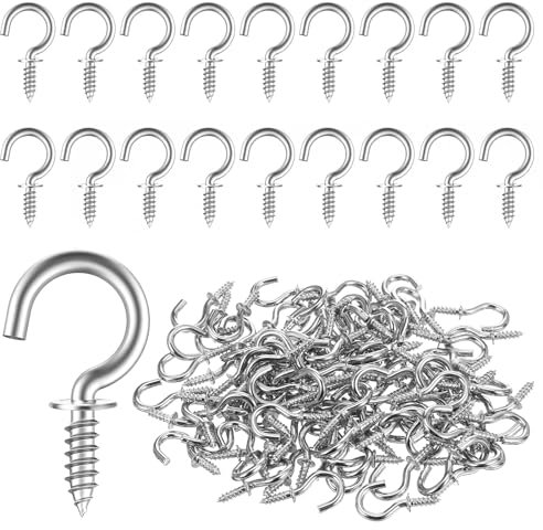 HJZHII 100 Stück Haken Zum Schrauben,Schraubhaken Silber,Schlüsselhaken Klein Haken Deckenhaken Ösenschrauben Auge Schraube Mini für Holz In Haken Hängende Pflanzen Kunst Dekorationen Schlüssel