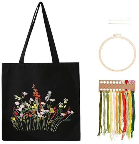 Wjelet Embroidery Tote Bag, Embroidery Purse Kit Perfect for Personalizing Gifts,for Beginners