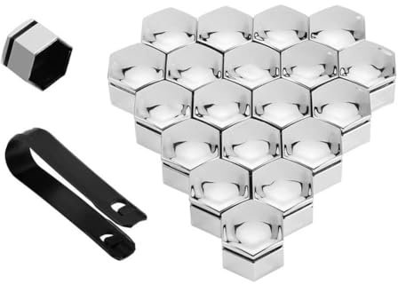 20 Stück Sechskant Radschraubenkappen Kompatibel mit Citroen C5 Jumpy Berlingo Jumpy, Auto Radmutter Kappen Schutz Cover ZubehöR,21mm-5/Silver