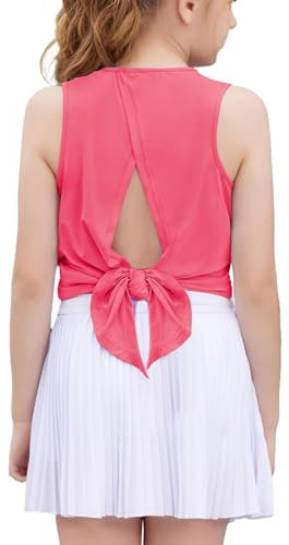 Arshiner Mädchen Trägershirt Sommer Sport Top Ärmellos Trägertop Einfarbig Unterhemd Freizeit Oberteile Mode Tanktop Kinder Sport Top für Training Laufen Tennis Rosa 150 11-12 Jahre
