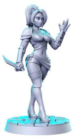 TYL | DND 14 | Gray Unpainted Miniature Fantasy Miniatures for War Gaming, RPG 32mm - Scale Figures, Detailed Tabletop Boardgame Accessories, Realistic 3D Miniature (Drow Assassin)