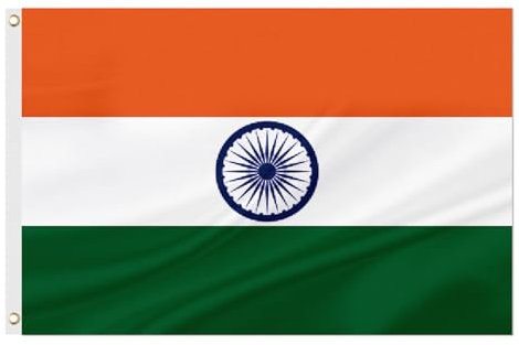 ASUNO India Flag 90 × 150 CM Polyester Indian National Banner with 2 Brass Grommets Double Side Vivid Color Fade Resistant for Outside Garden Lawn Patio