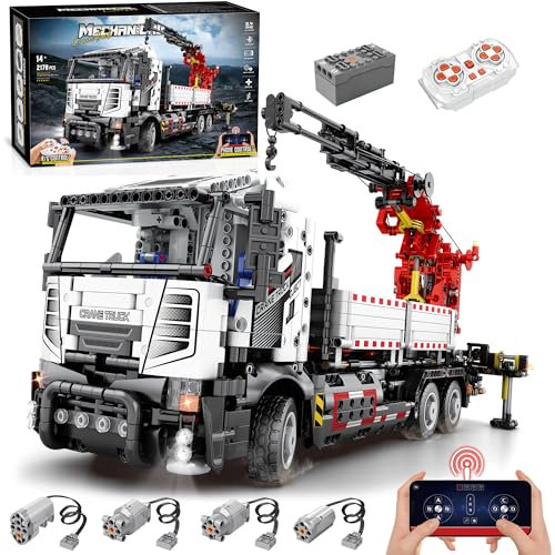 Technik Kran LKW Bausatz, 2178 Teile, Technic Fernbedienung Truck Bausteine Modell, mit 4 Motor, Baufahrzeug-Modell Geschenk