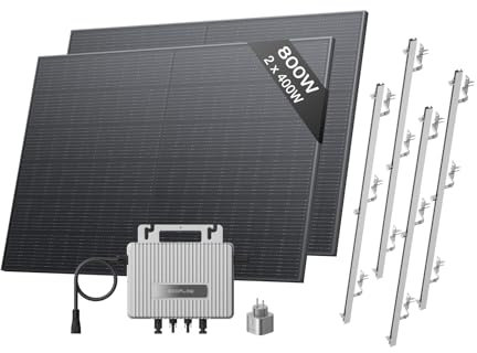 Kit solaire EcoFlow STREAM, Micro-onduleur 800W relié au réseau, panneaux solaires PV 400W*2 avec support de toit incliné, contrôle par application et WiFi, idéal pour toit en pente