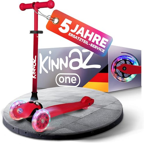 kinnaz ONE, Roller von Deutschem Hersteller, über 100.000 Roller Kinder 3 Jahre verkauft, Tretroller 2 bis 7 Jahre, Roller Kinder 4 Jahre, LED räder, faltbar, höhe einstellbar, tagkeeper Funktion