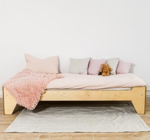 HOMEforDREAMS Buntes Holz-Birken-Sperrholz-Bett mit Beinen für Kleinkinder und Kinder H4D-39 (140x70cm)