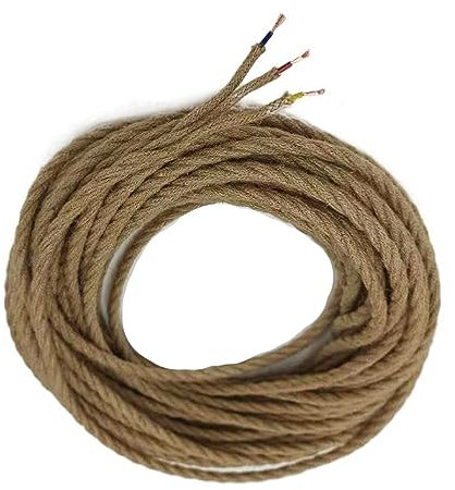 Câble électrique en tissu torsadé, Fil électrique en corde de chanvre, conducteur en cuivre, 300 V, 2/3 conducteurs, plusieurs tailles(3 Core,20meter)