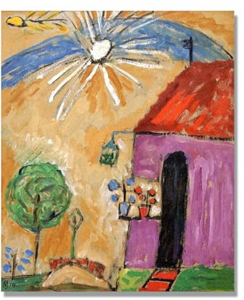 NHLDZYH Kunstdruck Poster, (Haus) von Gabriele Münter, Berühmte Gemälde-Reproduktion, Kunstdruck auf Leinwand für Wohnzimmer 30x36cm Nur Leinwand