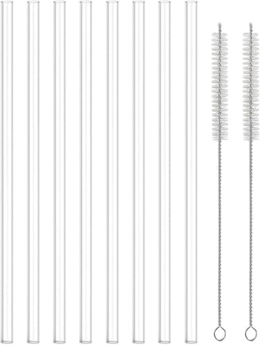 8Pcs Plastic Straws Replacement for Stanley Cup Straw lid - Includes 2 Straws Brushes - Compatible with 40oz Stanley Cup Straw