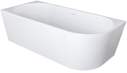 Belvit Halbfreistehende Eckbadewanne 180 x 80 cm links, Acryl Badewanne mit Mittelablauf, vorwandbadewanne raumsparbadewanne badewanne freistehend freistehende wanne badewanne modern, Weiß