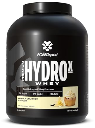 Polleo Premium HydroX Whey - Hydrolysiertes Whey Protein Pulver - 26 g Protein pro Portion - 0 g Zucker, Fett & Kohlenhydrate - 5 g BCAA & 4 g Glutamin (1800 g, Vanilla Gourmet)