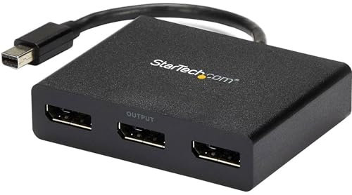 StarTech.com 3-Port Multi Monitor Adapter - Mini DisplayPort to DisplayPort MST Hub, Dual 4K30Hz & 1x 1080p - Video Splitter for Extended Desktop Mode on Windows Only - mDP 1.2 to 3x DP (MSTMDP123DP)
