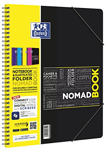 OXFORD 400037403 Nomadbook Studium Digitaler Collegeblock A4 liniert 80 Blatt - Zufallsfarbe, kein Farbwunsch möglich