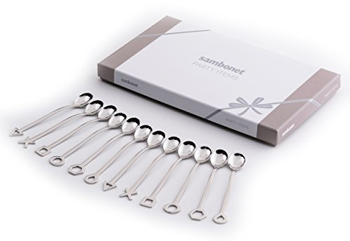 Sambonet Geometric Set di Cucchiai da Portata 12 pz., Forme Diverse, Cucchiaini per Servire, da Gourmet, 52550C75