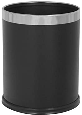 Chabrias Ltd ROUND WASTE BASKET BIN 10L BLACK LEATHER