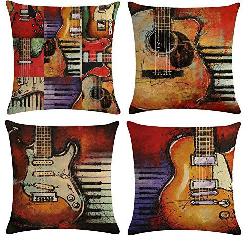 Freeas 4 Stück Kissenbezug 45 x 45 cm, Baumwolle Leinen Kissenhülle Taille Wurf Kopfkissenbezug für Zuhause und Sofa, Schlafzimmer Dekoration