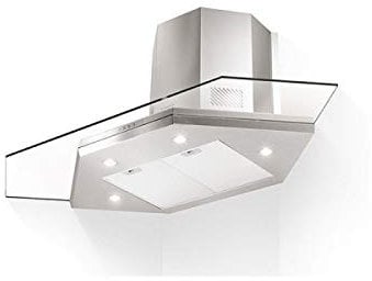 Faber - Cappa ad angolo PREMIO ANGOLO/SP finitura acciaio inox e vetro da 90x90 cm