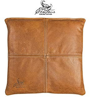 Centaur - Hochwertiges Leder Sitzkissen - Cognac Vintage 35x35 cm - Ideal für Stuhl oder Sitzbank - Abwaschbare Echtleder Stuhlkissen - Pflegeleichte Sitzauflage