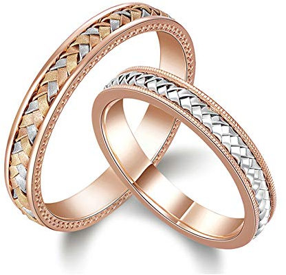 KnSam 18 Karat (750) Rotgold Ring Paar Ring Set Paarpreis Webform Partnerringe Herr Der Ringe Rose Gold Silber