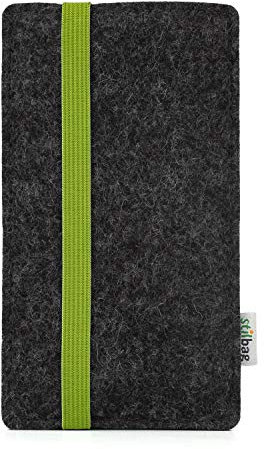 stilbag Handyhülle Leon für Apple iPhone 12 Pro | Farbe: anthrazit/grün | Smartphone-Tasche aus Filz | Handy Schutzhülle | Handytasche Made in Germany