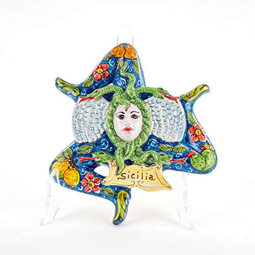 CEAR ceramiche - Trinakria Keramik Wandbild von Caltagirone handverzierte traditionelle sizilianische Trinacria