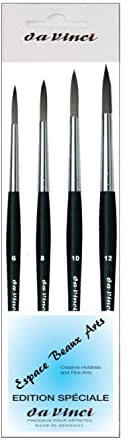 Da Vinci 373 3373 Lot de 4 pinceaux ronds synthétiques 6,8,10,12