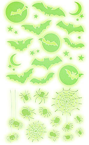 W WIDMANN MILANO Party Fashion 86850 - Leuchtende Halloween Deko-Sticker, Glow in the Dark, 21 x 15 cm, Aufkleber, Dekoration, Halloweenparty, Mottoparty