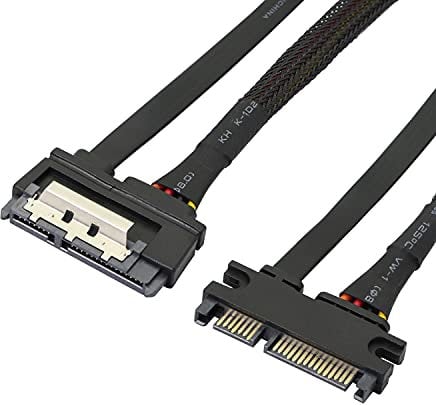 GELRHONR Cable de extensión Sata de 22 pines 7+15 Sata macho a hembra Cable de extensión de datos y alimentación con pestillo de bloqueo, para HDD, SSD, unidades ópticas (6 Gbps/s) -19in