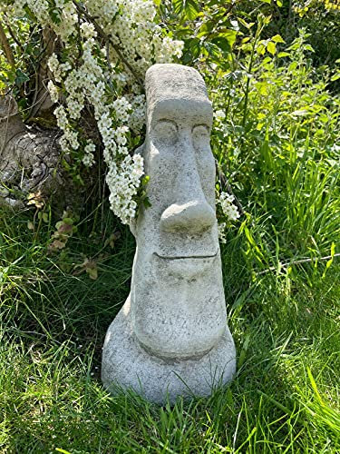 Easter Island Moai Head Bust Stone Statue | Ornamento da giardino ricostituito per esterni