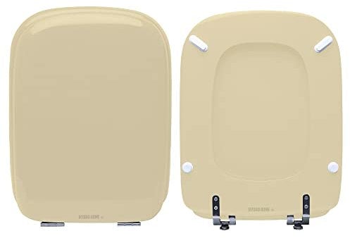HYDRO HOME - Copriwater Ideal Standard Conca Come Originale, Tavoletta WC Ideal Standard con Cerniere Inclinate Idonee, Coperchio Water Copri Water in Legno Rivestito (CHAMPAGNE)