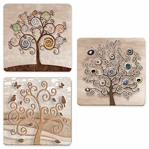 Lupia - SOTTOTUTTO Quadrato Collezione TREE Set assortito Sottobicchiere, Sottopiatto o Sottopentola, segnaposto, bomboniera in legno decorato con stampa 48 pz 20x20 cm sotto piatto, pentola