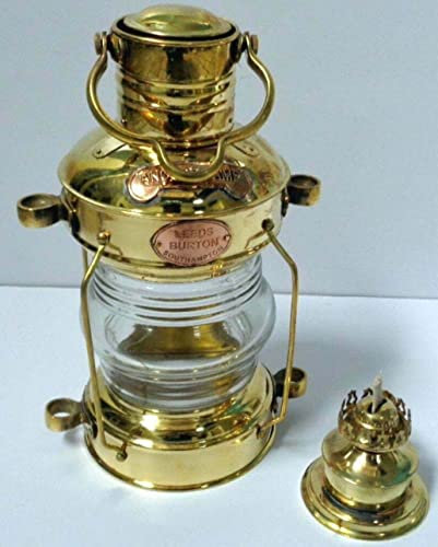 Antike Messing Bergmannslampe Marine Schiff Hängende Öllampe Wandmontage Laterne Vintage Öllampe Laterne Beleuchtung Dekorative Lampe, Golden, 35,6 cm