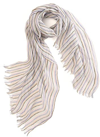 Prettystern Herren Damen bunt gestreift Sommer Leinen-Tuch offene Fransen Schal rosa blau T84