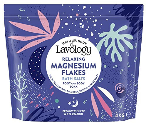 Lavology Flocons de magnésium - Tous les ingrédients naturels - Sels de bain apaisants et relaxants - 4kg
