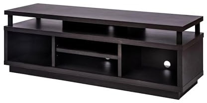 Iris Ohyama, Porta TV/Mobile TV/TV Porta TV in legno/Porta TV con 5 ripiani aperti/TV fino a 55, Legno massello, fori passacavi, Ufficio, Soggiorno - TV Cabinet Middle OTS-125M - Quercia nera