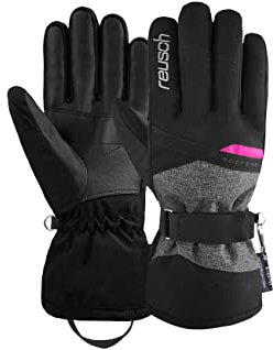 Reusch Hellen R-TEX XT Winddichte, wasserdichte, extra atmungsaktive und warme Winterhandschuhe Fingerhandschuhe Schneehandschuhe Sporthandschuhe Skihandschuhe Damen, schwarz-grau-pink, 6
